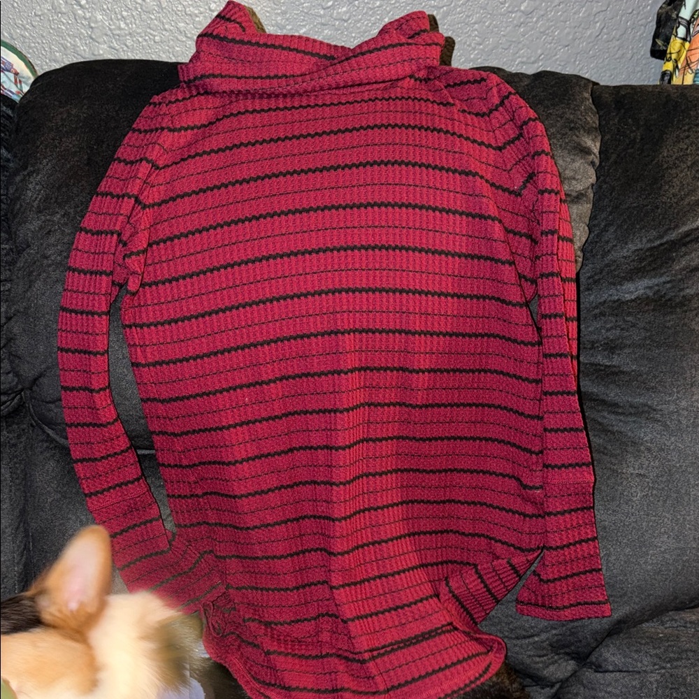 Striped burgundy and Black Women's Sweater